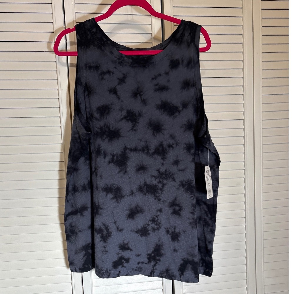 Time and Tru Womens Tie Dye Sleeveless Tank Grey Black 100% Cotton XXXL 22 NWT